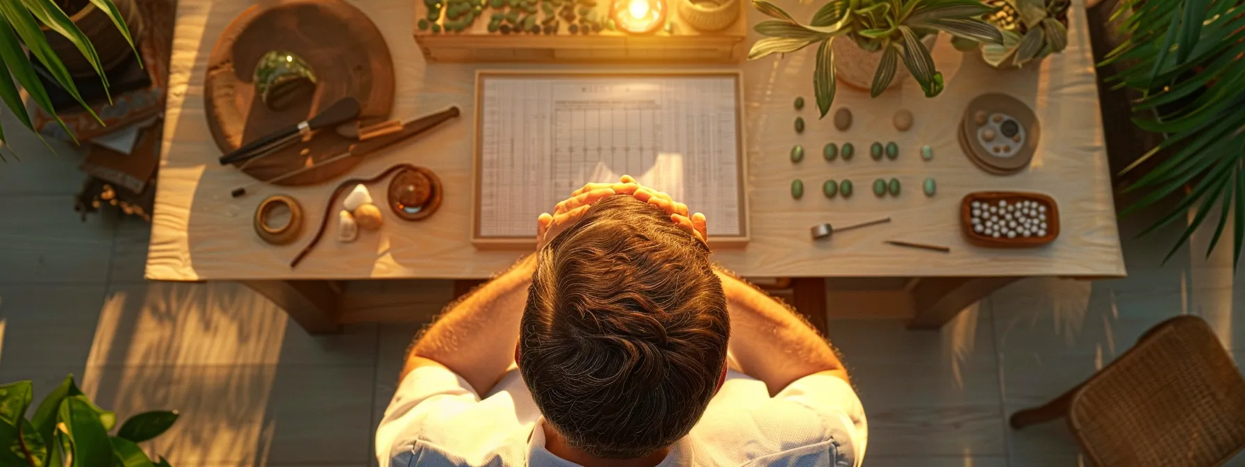 a person receiving chiropractic manipulation under anesthesia surrounded by traditional chinese medicine tools in a serene and holistic treatment room. a person receiving chiropractic manipulation under anesthesia surrounded by traditional chinese medicine tools in a serene and holistic treatment room.