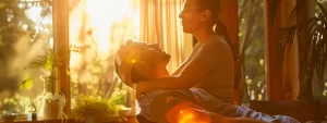 a serene room filled with warm light where a chiropractor gently adjusts a patient's neck, providing relief from chronic pain.