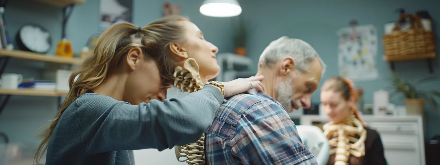 a cochrane chiropractor carefully evaluates the alignment of a patient's cervical vertebrae, identifying postural imbalances for tailored treatment strategies. a cochrane chiropractor carefully evaluates the alignment of a patient's cervical vertebrae, identifying postural imbalances for tailored treatment strategies.