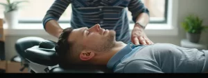 a person lying comfortably on a chiropractic table while receiving a relaxing adjustment at cochrane chiropractic.