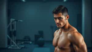 A focused, determined athlete stands in a dimly lit sports recovery facility, their eyes fixed with a sense of psychological readiness. The foreground depicts a human figure, muscles taut, engaged in a stretching or rehabilitation exercise. The middle ground showcases various rehabilitation equipment, conveying the concept of sport recovery. The background is hazy, creating a sense of introspection and contemplation, with muted colors and soft lighting to evoke a calming, meditative atmosphere. The overall composition suggests the importance of mental preparation and resilience in the journey to return to sports.