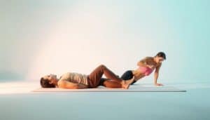 Passive vs active recovery comparison: a conceptual visual representation. In the foreground, two figures in a relaxed, reclining pose - one symbolizing passive recovery, the other in a more dynamic, energetic pose representing active recovery. The background features a minimalist, clean design with soothing gradients of blues and greens, conveying a sense of balance and harmony. Soft, diffused lighting casts a serene ambiance, while the camera angle provides a slightly elevated perspective, inviting the viewer to contemplate the differences between these two recovery approaches. The overall tone is one of tranquility and thoughtful introspection, reflecting the contrasting nature of passive and active recovery strategies.