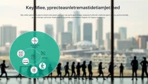 A detailed illustration of the key factors determining optimal sports therapy session frequency for Calgary residents, depicted in a clean, minimalist style. In the foreground, a concentric arrangement of icons representing factors such as injury severity, recovery progress, and individual needs. In the middle ground, a group of diverse silhouetted figures engaged in various physical activities, highlighting the diverse population. The background features a soft, blurred urban landscape of Calgary's skyline, conveying the local context. The lighting is soft and natural, with a calm, serene atmosphere to create a sense of thoughtful contemplation.