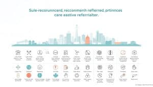A detailed illustration showcasing government-recommended care protocols for sports therapy referrals in Calgary. The foreground depicts a series of icons and pictograms representing various medical services and treatment options, arranged in a clean, organized layout. The middle ground features a cityscape of Calgary's landmarks, conveying a sense of local relevance. The background is a subtly-textured, calming gradient, creating a professional, informative atmosphere. The lighting is soft and evenly distributed, with a slight emphasis on the foreground elements. The overall composition is balanced, with a focus on clarity and easy-to-understand visual information.