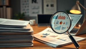 A meticulously crafted composition showcasing the systematic review process. In the foreground, a stack of academic journals and research papers, their pages fluttering with diligence. The middle ground features a magnifying glass scrutinizing intricate data visualizations, charts, and graphs, illuminating insights from the literature. In the background, a serene, contemplative workspace with a laptop, coffee mug, and desk lamp, radiating an atmosphere of intellectual rigor and scholarly pursuit. Soft, warm lighting casts a subtle glow, enhancing the overall sense of methodical exploration and evidence-based decision-making.